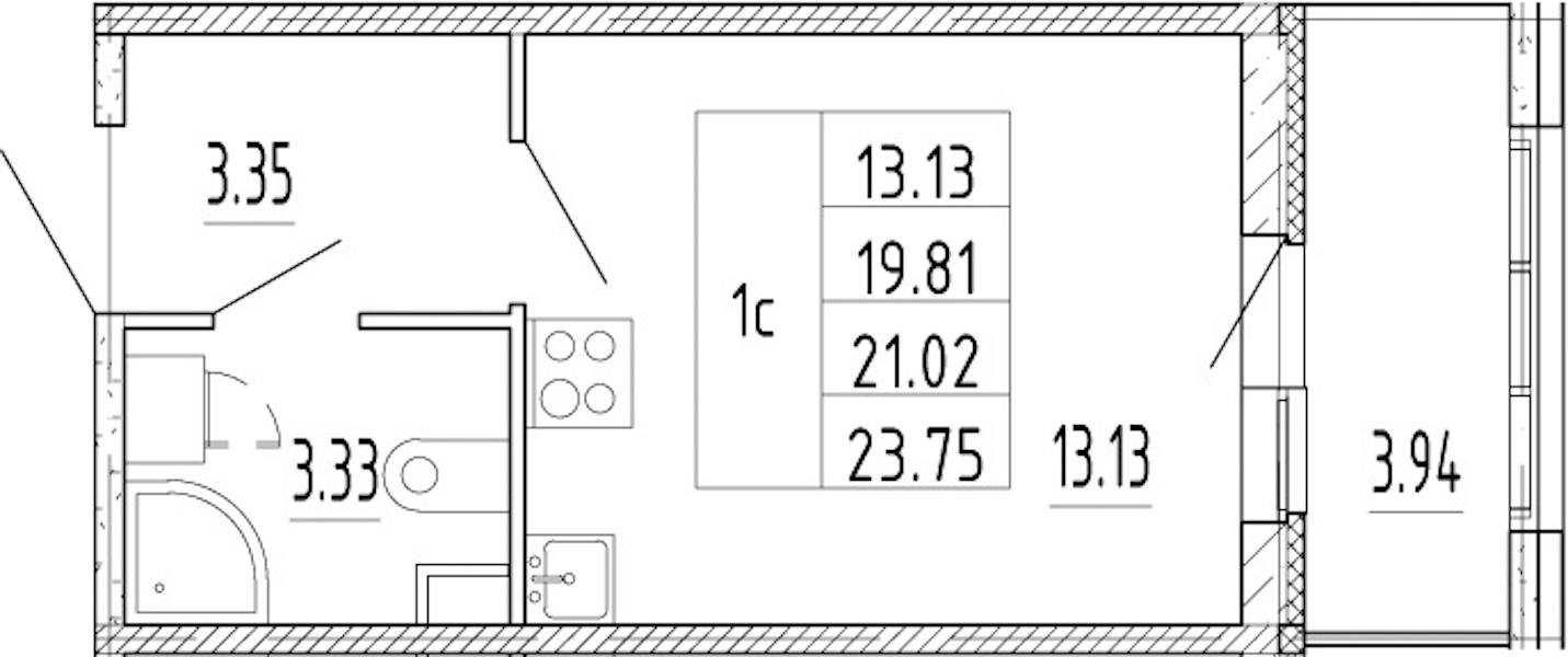 Квартира студия 19.81 м², 1/13 эт., ЖК «Полис Приморский 2»